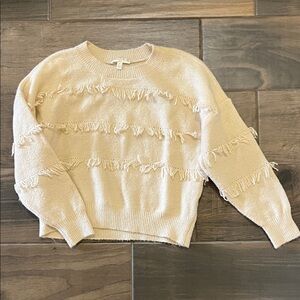 Chelsea & Violet Cream Fringe Sweater